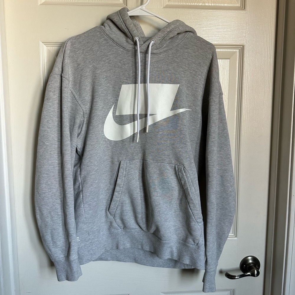 Nike Men's Gray Hoodie with Logo